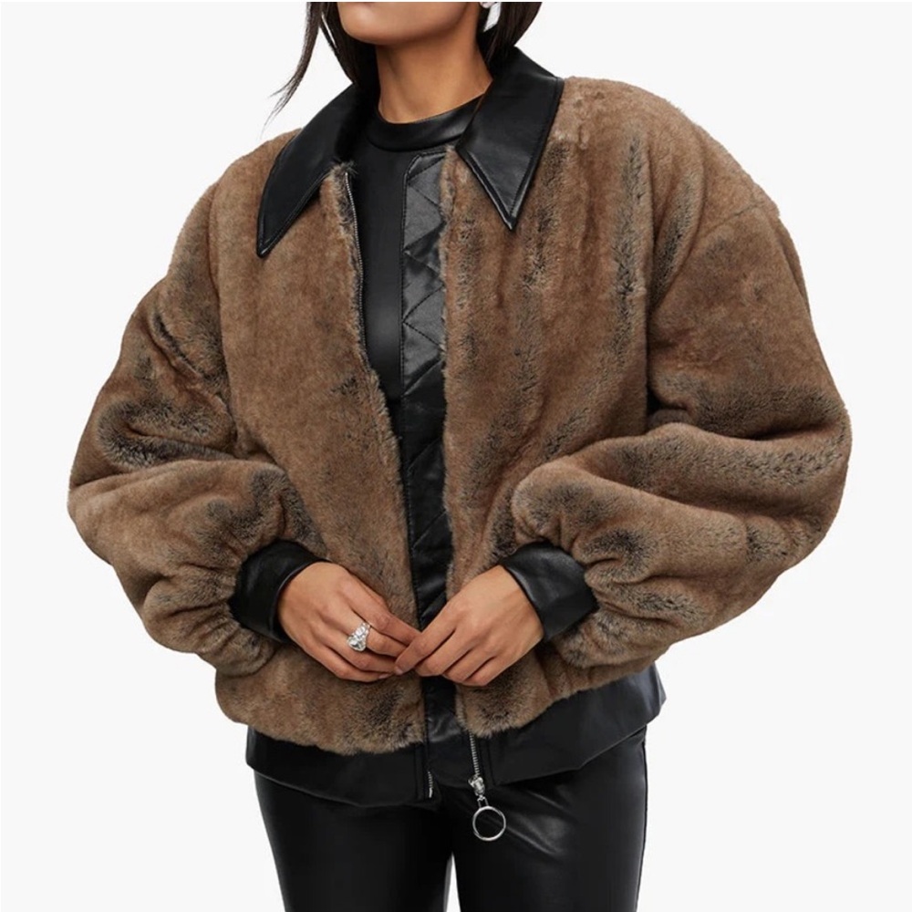WeWoreWhat faux fur bomber jacket